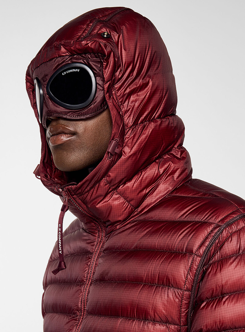 Sewn-in lenses burgundy puffer jacket product image 2