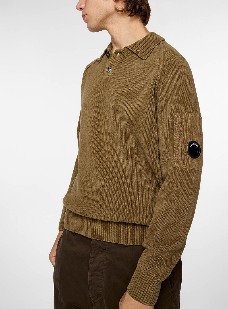 Olive green rib-knit sweater product image (primary)