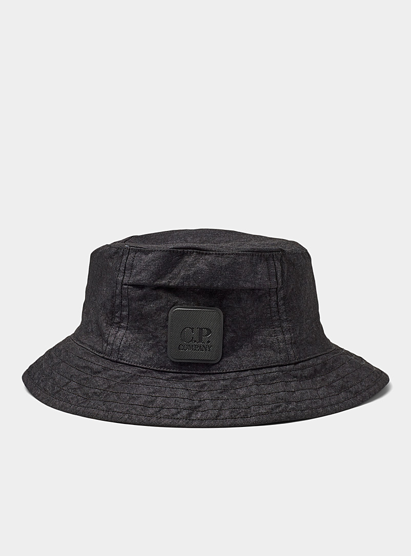 C.P. Company - Men's Signature Crest Bucket Hat in Black, Size Medium