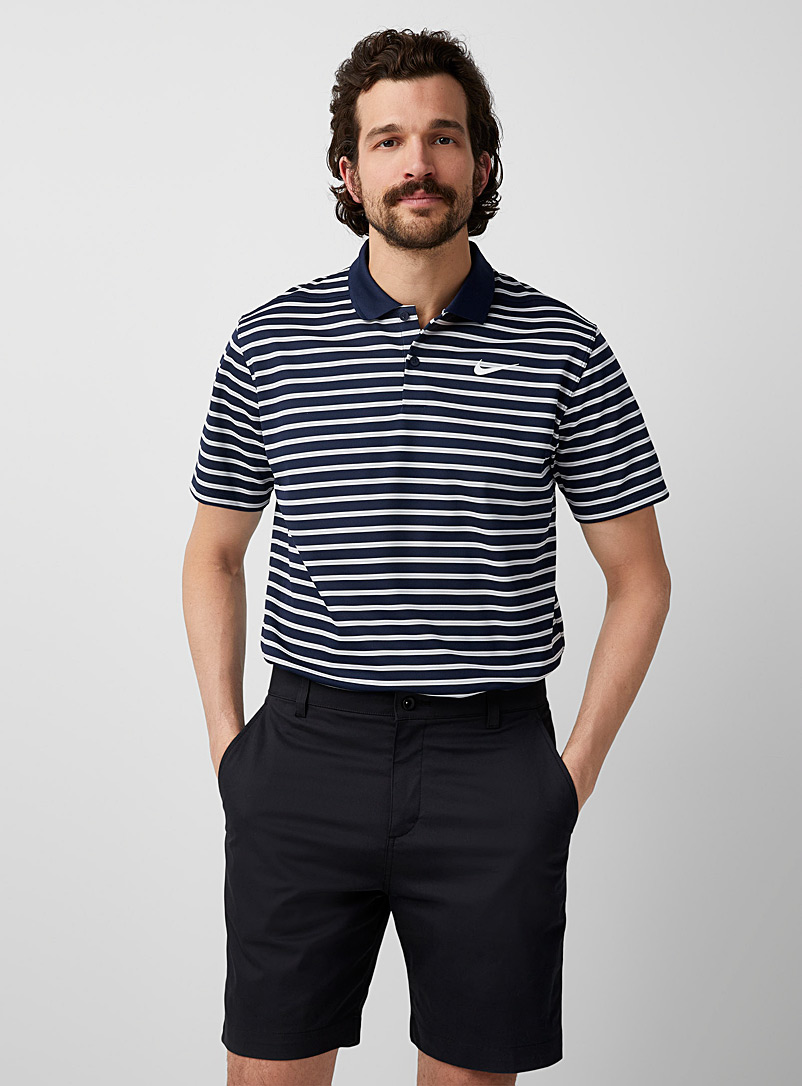 Nike Golf Marine Blue Victory striped fine piqué jersey polo for men