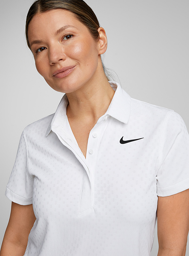 Nike Golf White Breathable knit fitted golf polo for women