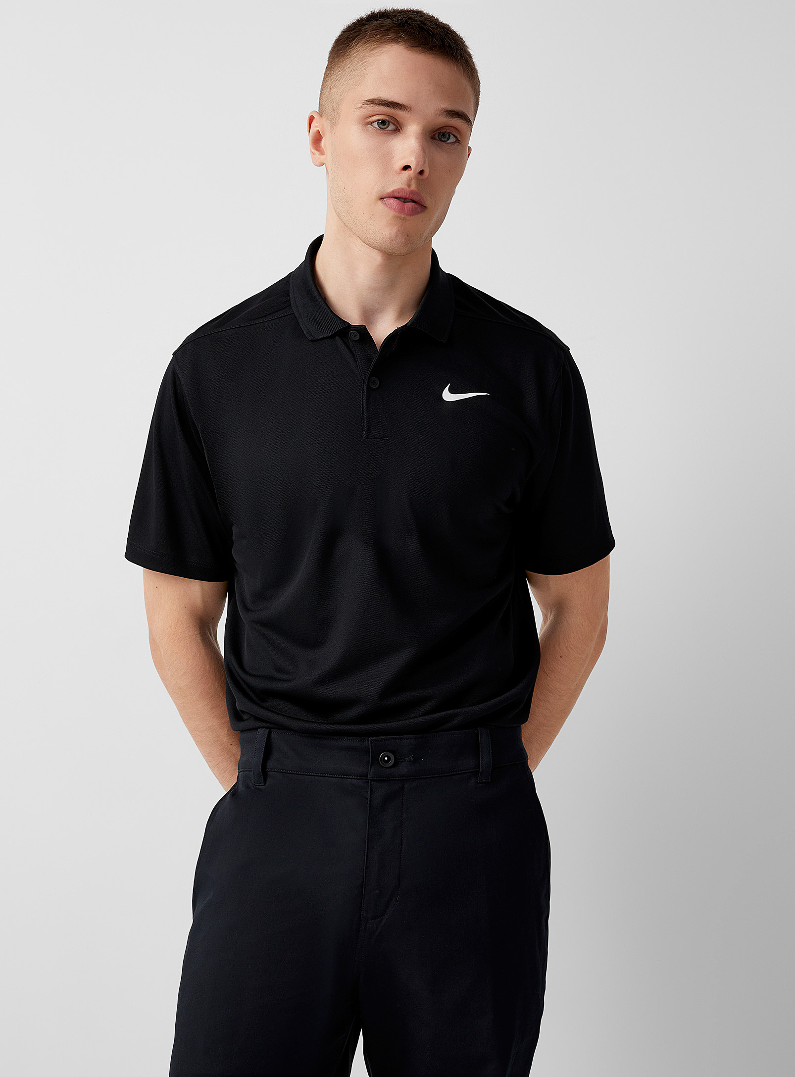 Shop Nike Victory Solid Fine Piqué Jersey Golf Polo In Black