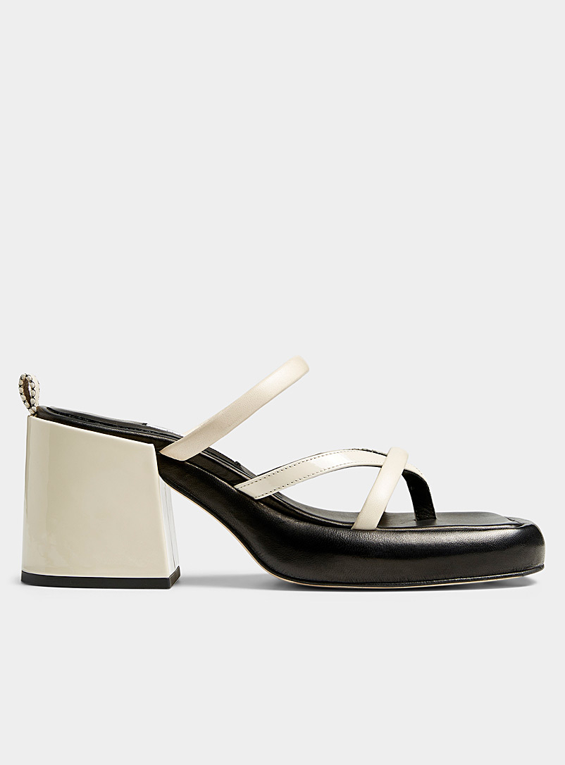 Miista: La sandale plateforme multibride Delphine Femme Blanc et noir pour femme