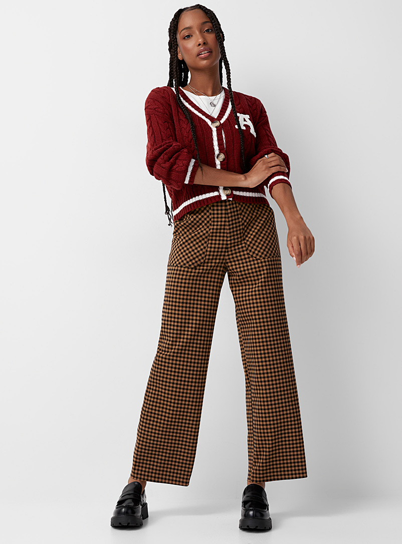 Twik Brown Plaid workwear pant for women