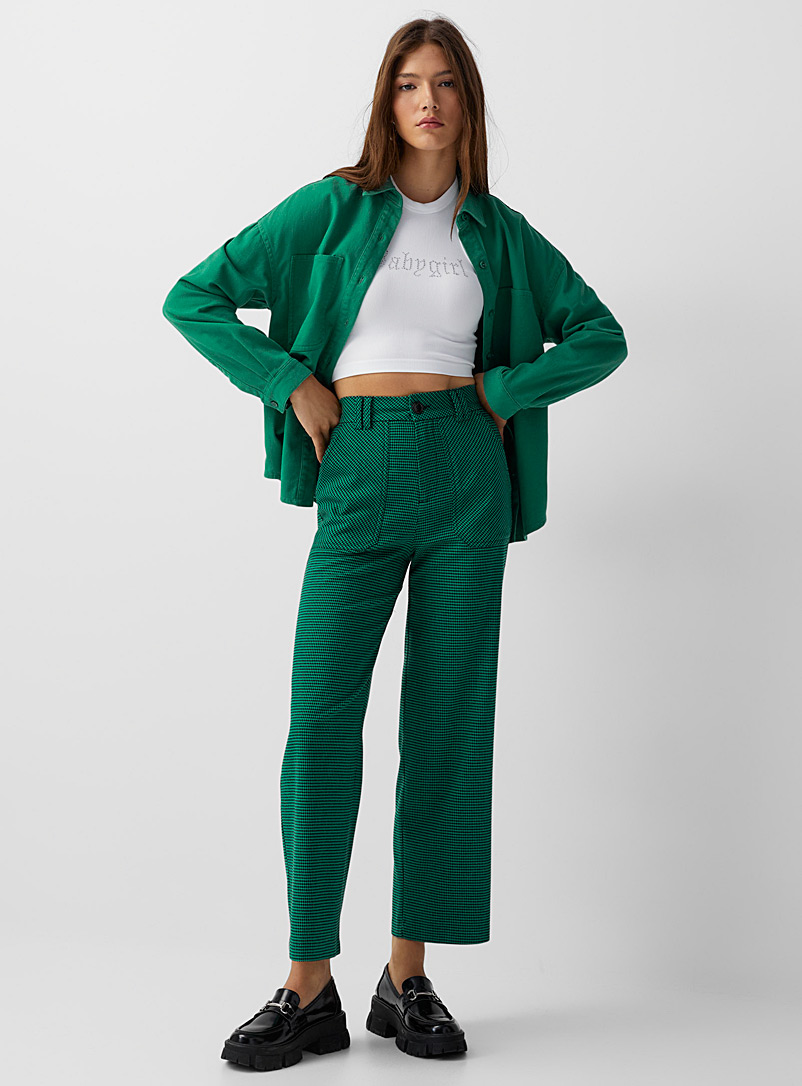 Twik: Le pantalon travailleur à carreaux Vert pour femme