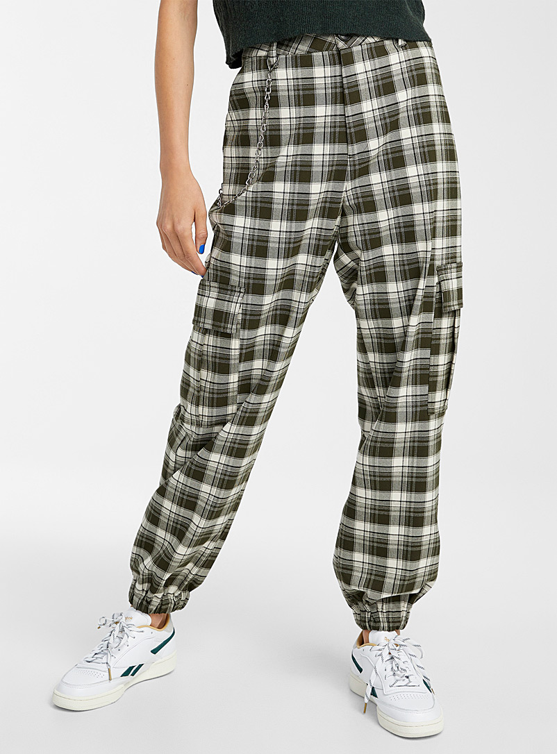 Twik Assorted Plaid cargo joggers for women