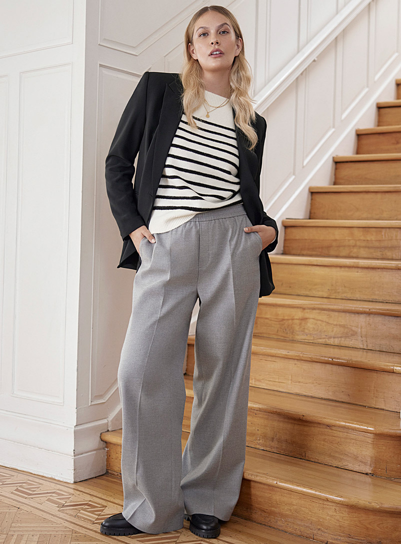 Flannel elastic-waist pant 