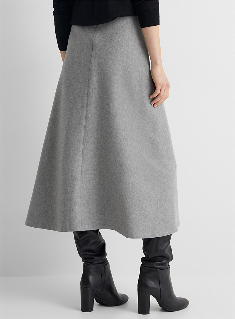Contemporaine Light Grey Flannel buttoned skirt for women
