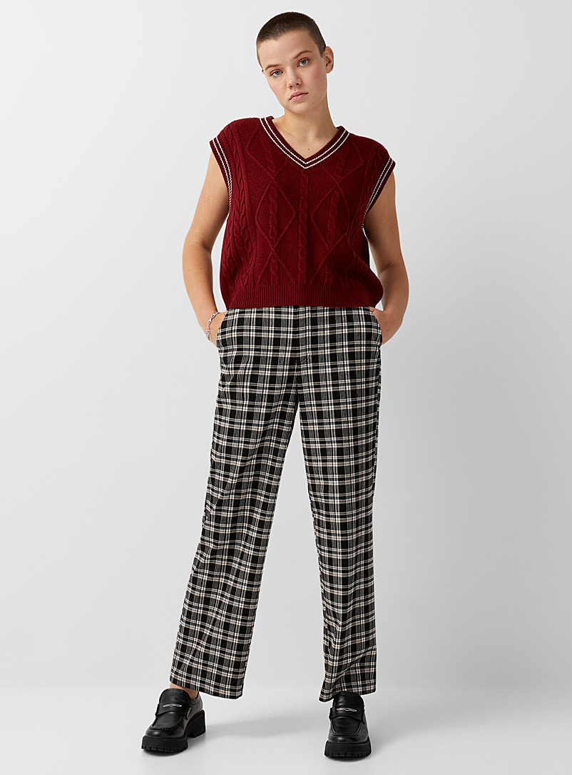 Twik Black and White Checked straight-leg pant for women