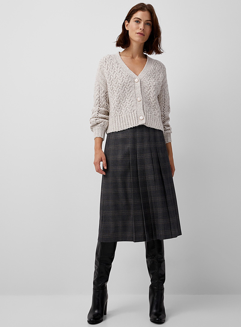 Contemporaine Patterned Black Distinctive checks pleated skirt for women