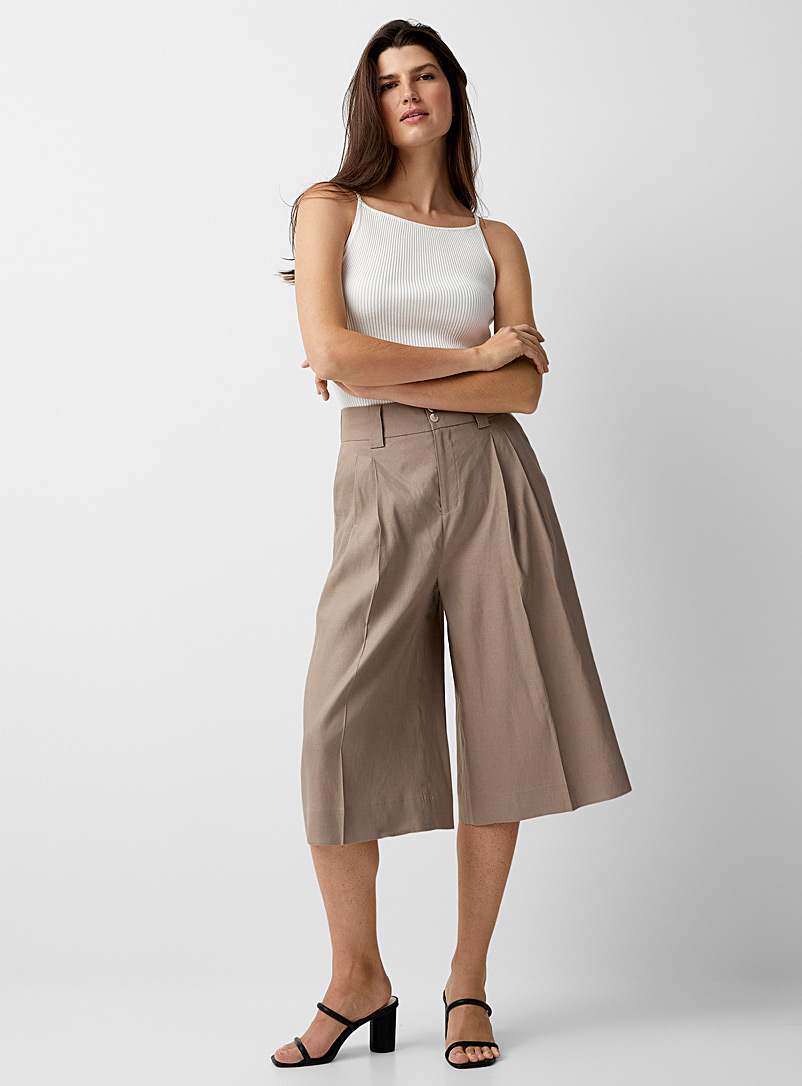 Contemporaine Brown Lightweight pleated culottes for women