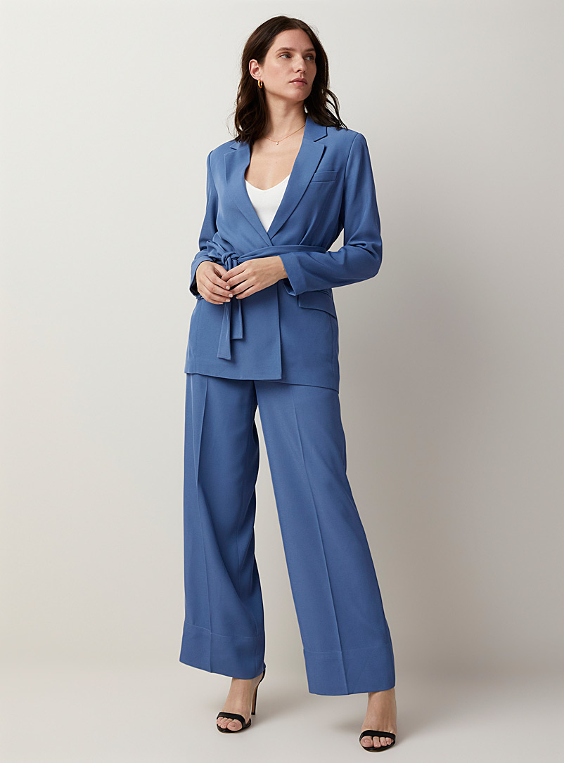 Contemporaine Blue Elastic-waist palazzo pant for women