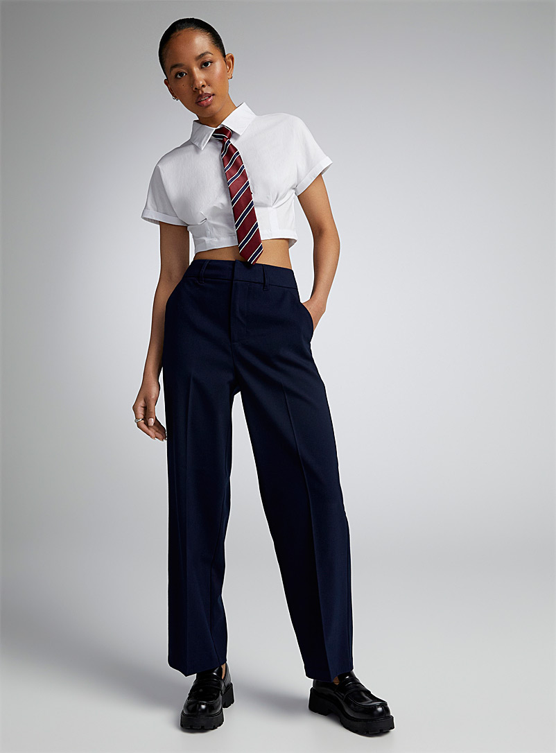 Twik: Le pantalon habillé droit taille haute Marine pour femme