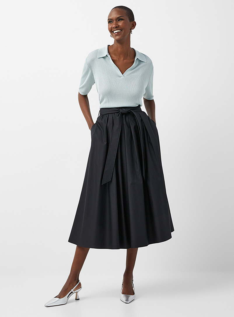 Contemporaine Black Pleated waist voluminous skirt for women