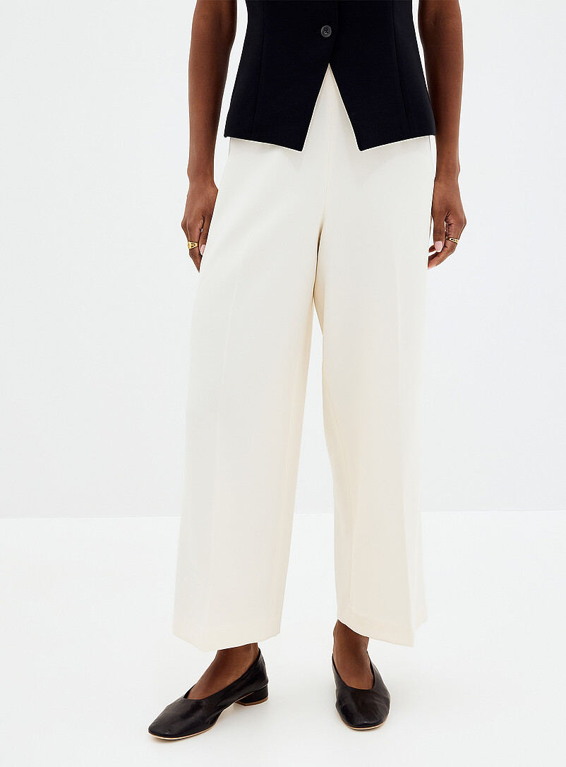 Contemporaine: Le pantalon large court &eacute;pur&eacute; Sauge pour femme