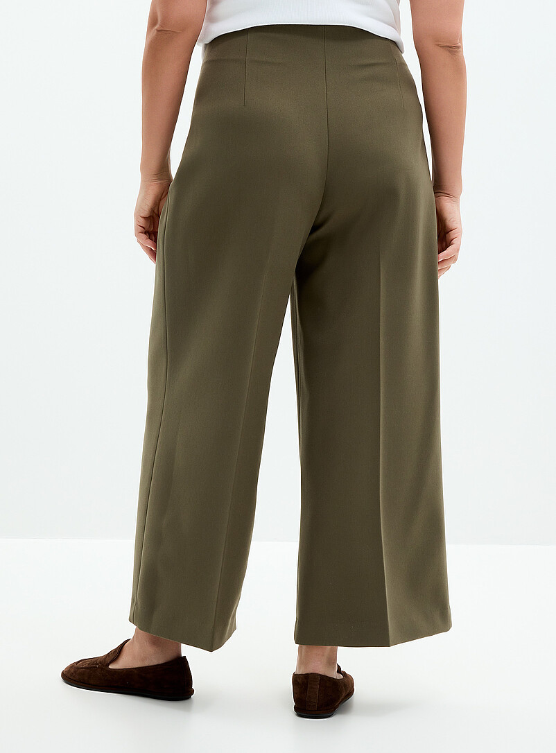 Contemporaine: Le pantalon large court &eacute;pur&eacute; Sauge pour femme