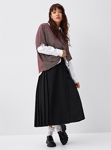 Twik Black Pleated wrap skirt for women