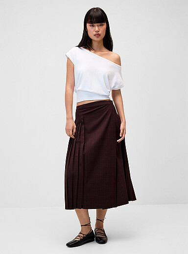 Twik Copper/Rust Pleated wrap skirt for women