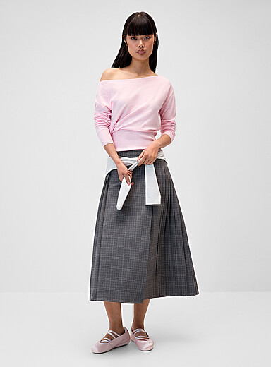Twik Light Grey Pleated wrap skirt for women
