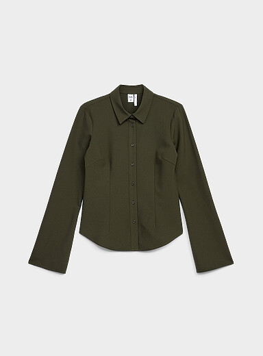 Stretch fitted crepe shirt