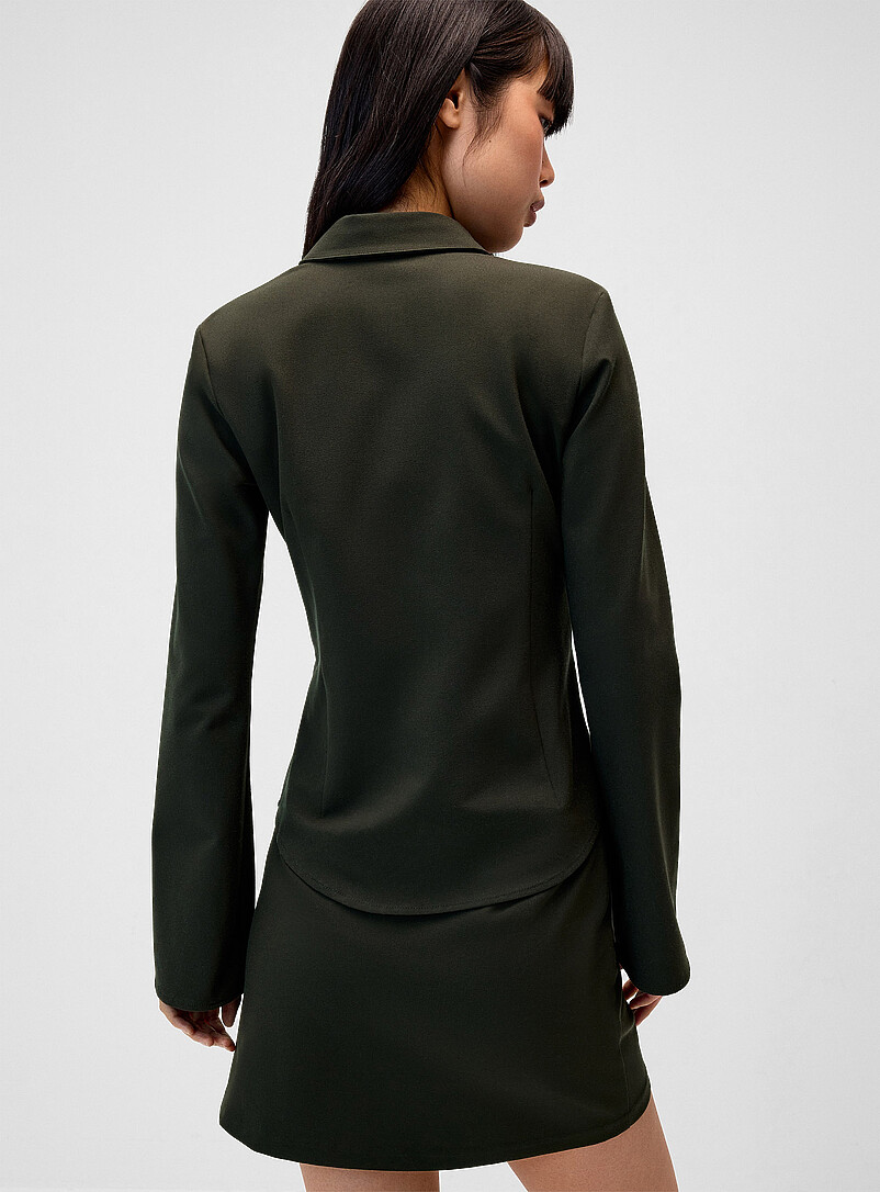 Twik Black Stretch fitted crepe shirt for women