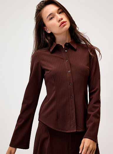 Printed cinched-waist shirt