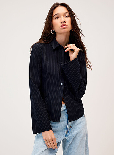 Printed cinched-waist shirt