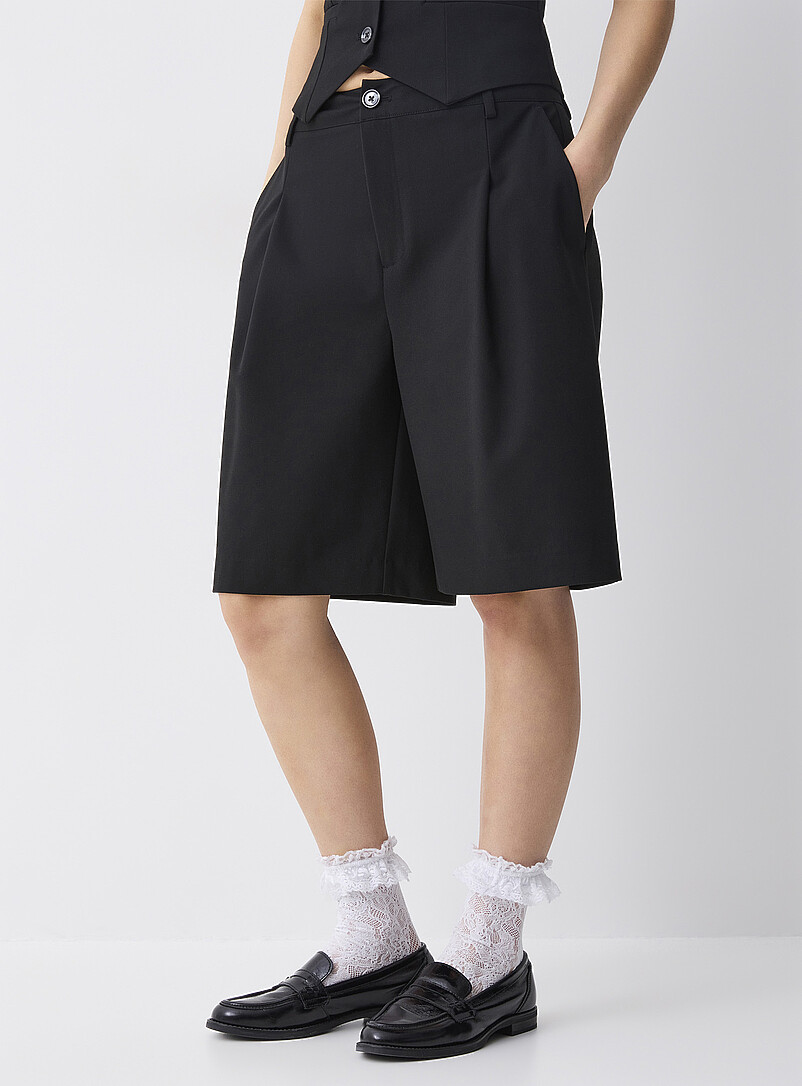 Twik Black Loose dress Bermudas for women