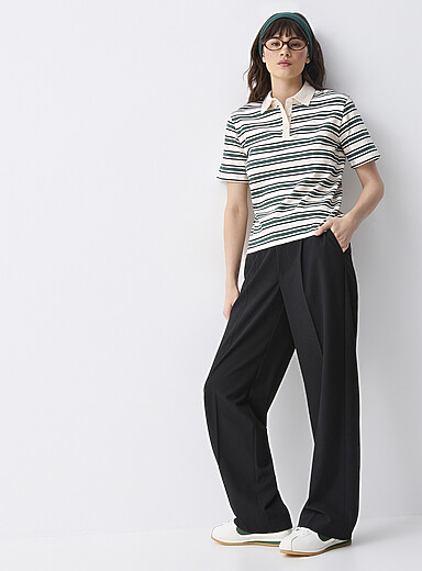Twik: Le pantalon habill&eacute; droit uni Noir pour femme