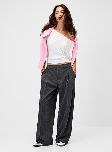 Twik Patterned Grey Baggy dress pant <b>Billie fit</b> for women