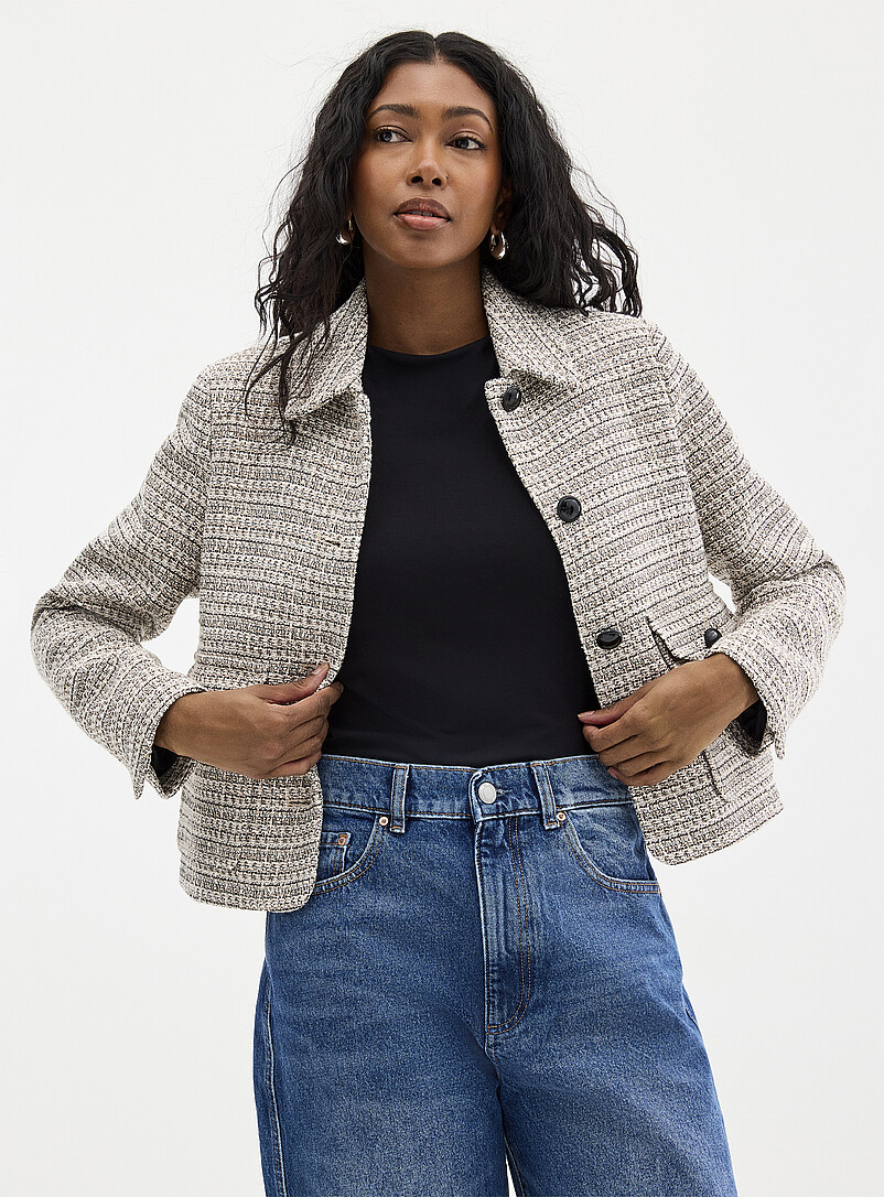 Vanilla tweed shirt collar blazer | Contemporaine | Women's