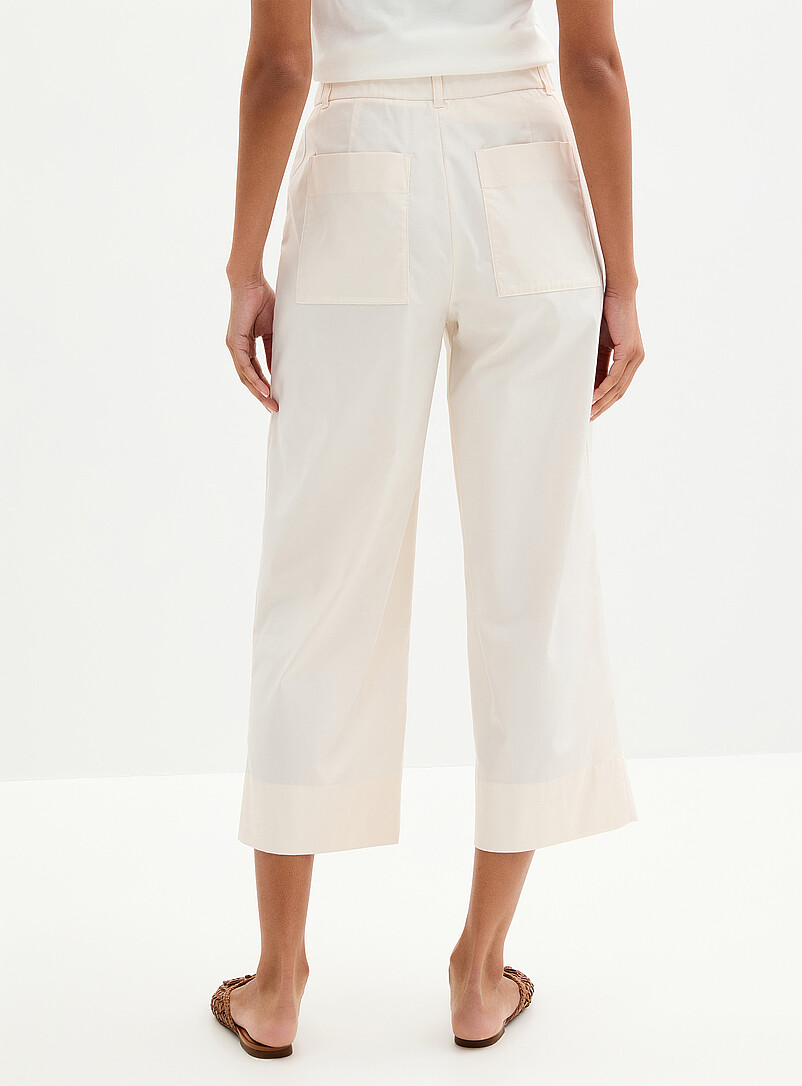 Contemporaine: Le pantacourt satin&eacute; extensible <b>Coupe : jambe large, taille haute</b> Bleu marine - Bleu nuit pour femme