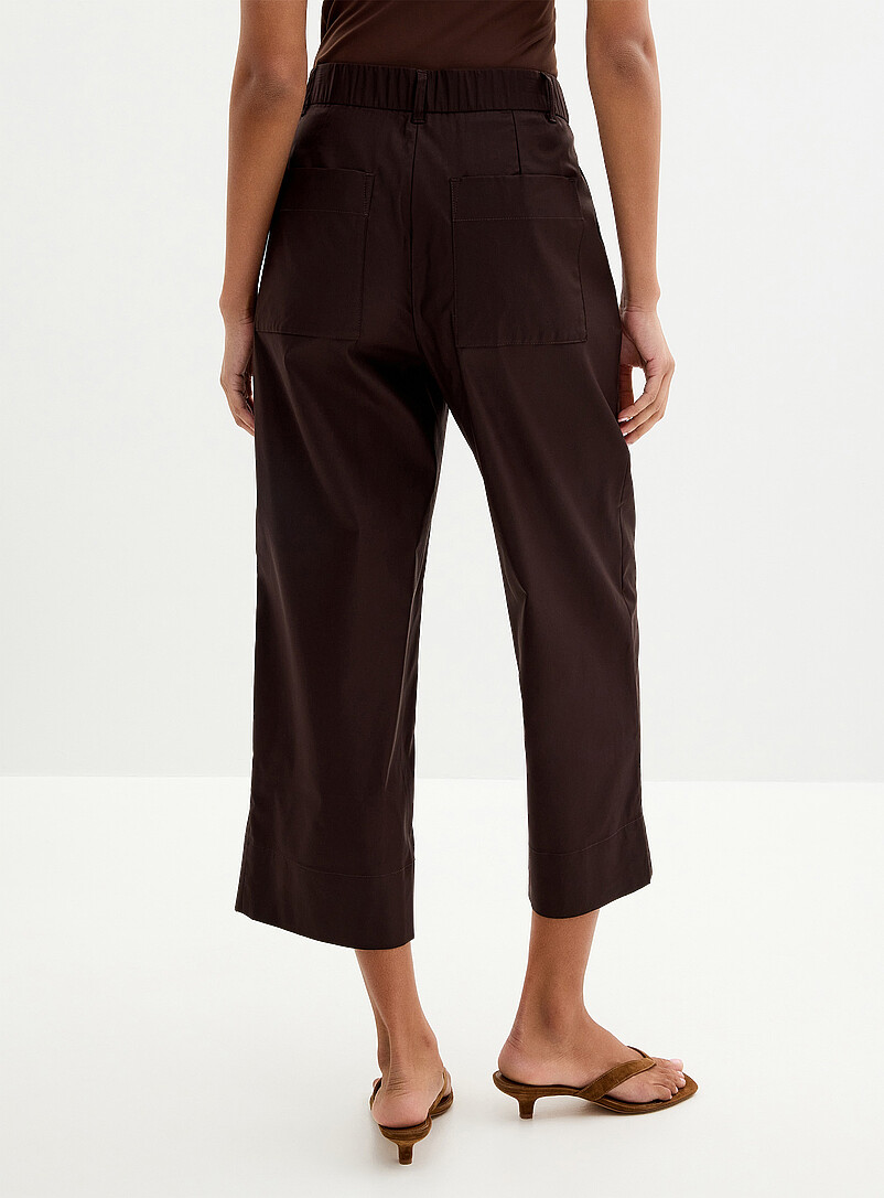 Contemporaine Brown Satiny stretch cropped pant <b>Fit: Wide leg, high rise</b> for women