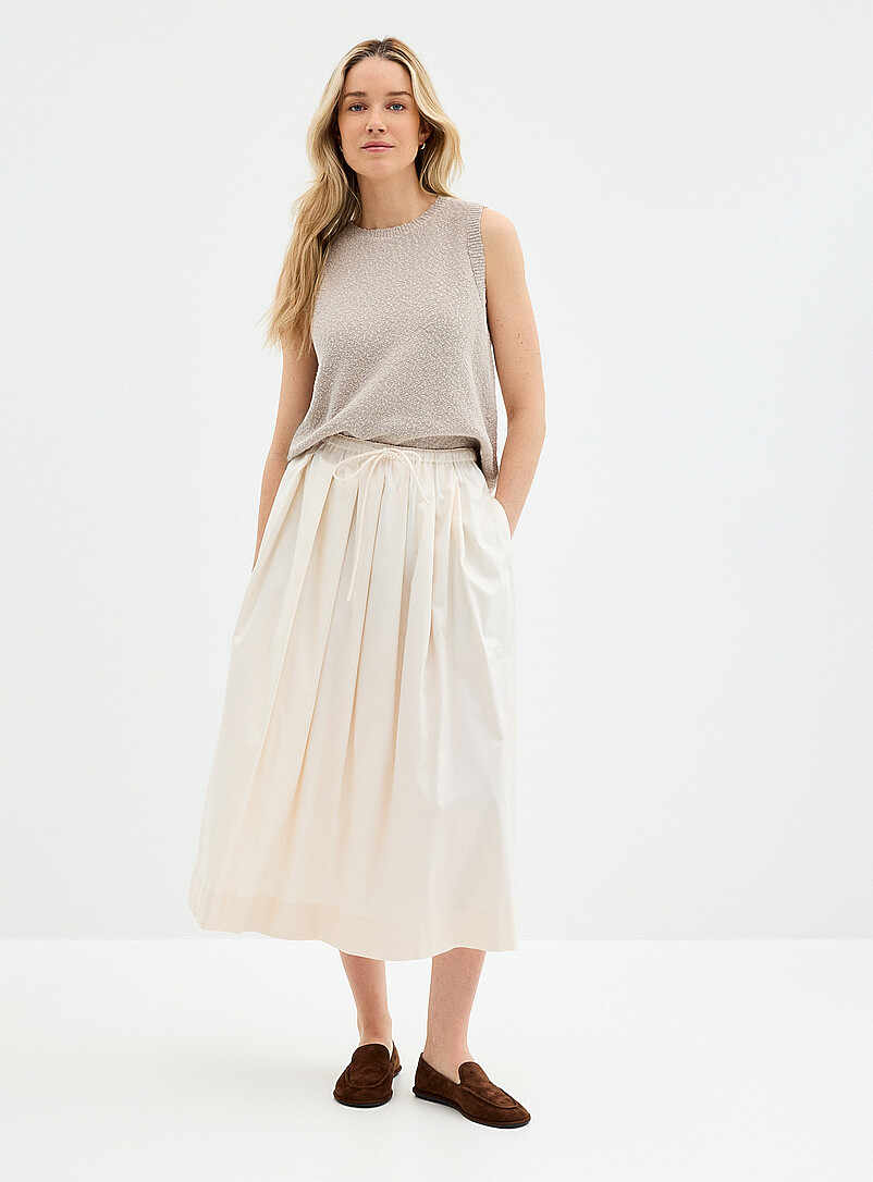 Contemporaine: La jupe satin&eacute;e taille cordon Brun pour femme