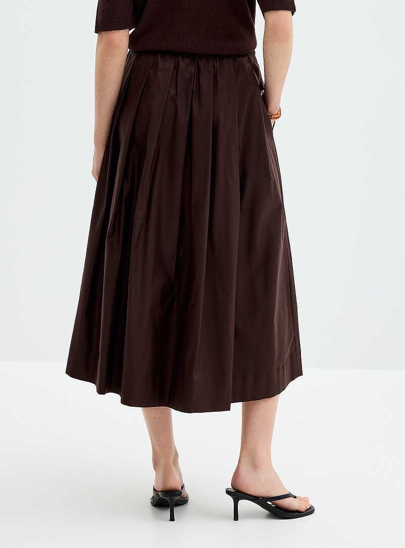 Contemporaine: La jupe satin&eacute;e taille cordon Brun pour femme