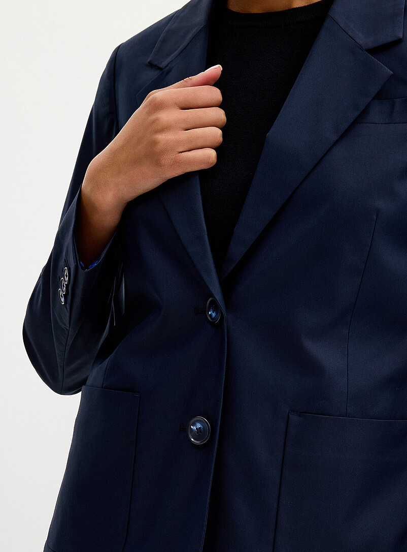 Contemporaine Brown Satiny patch-pocket blazer for women
