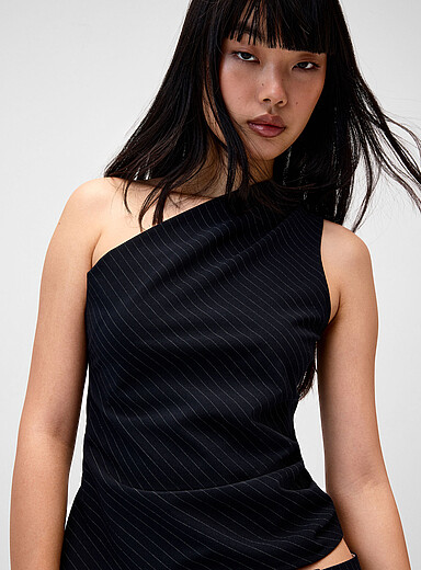 Asymmetric-neckline dress cami