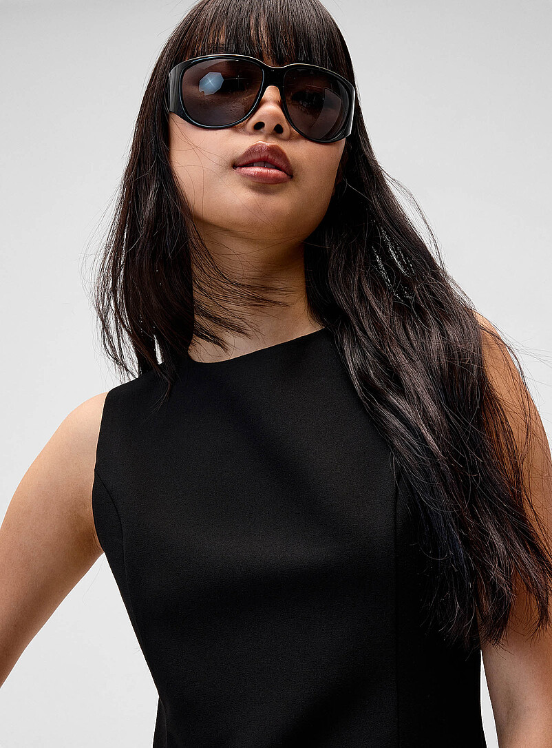 Twik Black Straight-fit dressy minidress for women