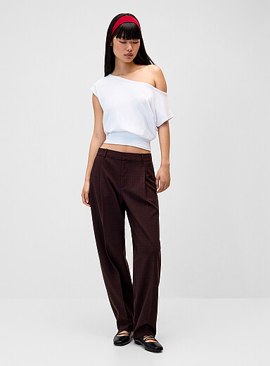 Pleated high-waist barrel-leg dress pant <b>Lola fit</b>