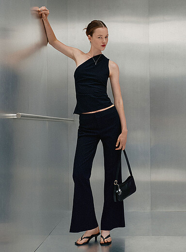 Twik Navy/Midnight Blue Low-rise bootcut-leg dress pant <b>Olivia fit</b> for women
