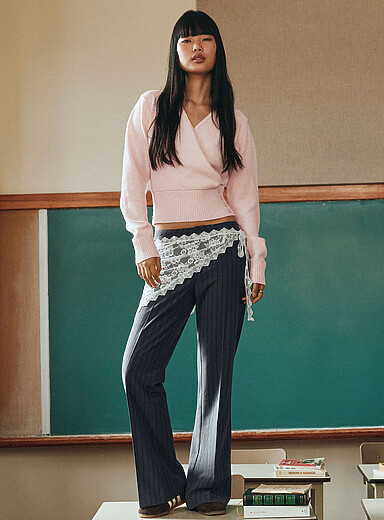 Twik Grey Low-rise bootcut-leg dress pant <b>Olivia fit</b> for women
