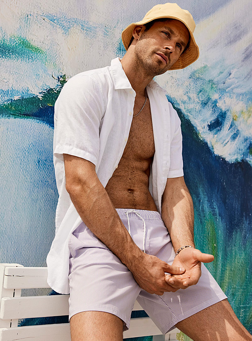 Thin pastel stripe swim trunk | I.FIV5 