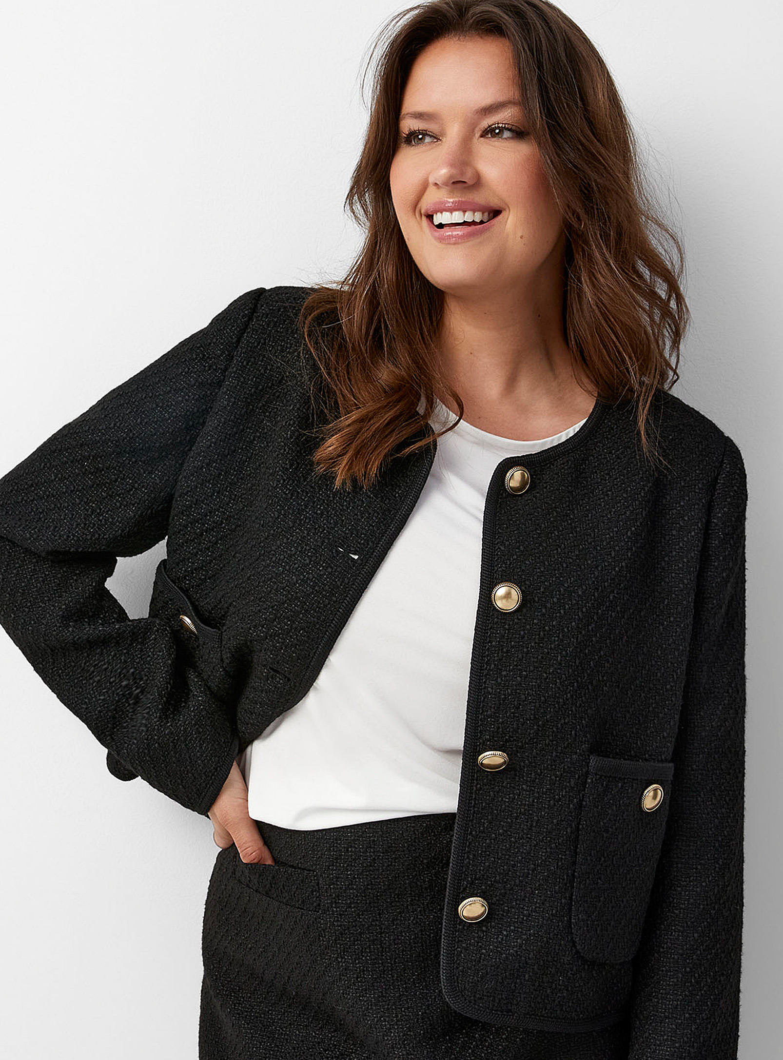 Tweed hand beaded cropped blazer
