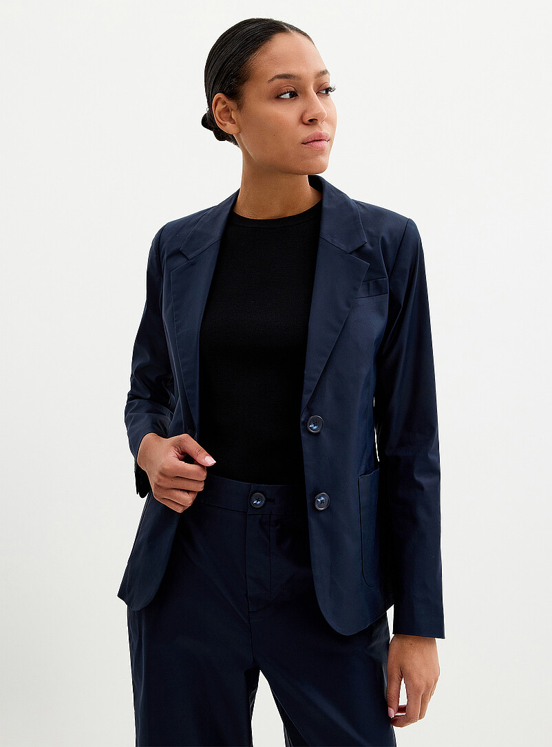 Satiny Patch-Pocket Blazer