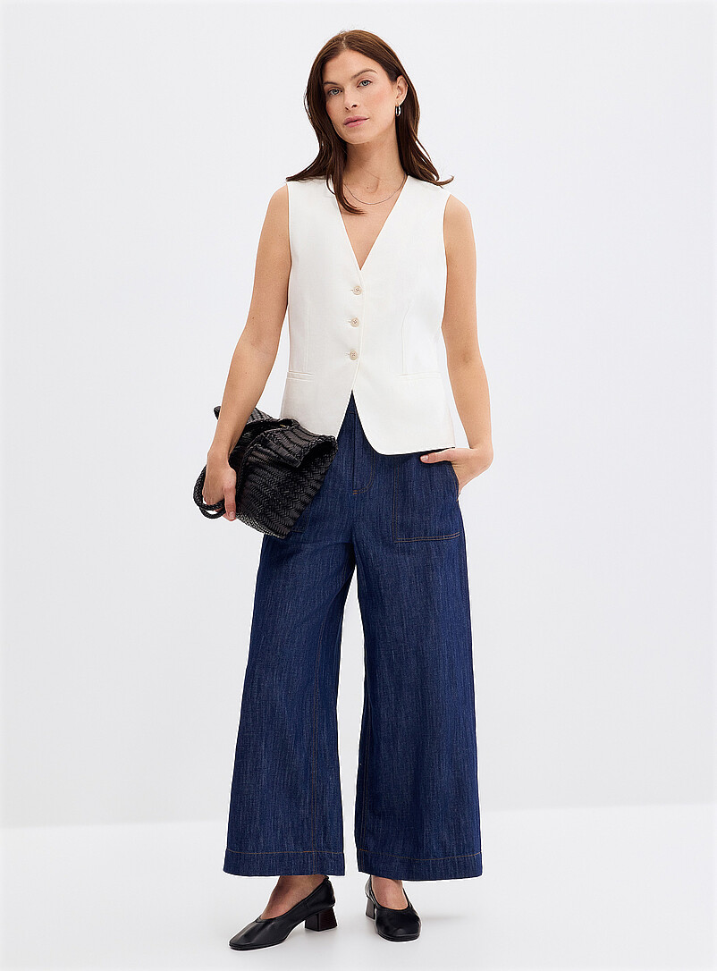 Lightweight Cotton And Linen Jean Fit: Wide Leg, High Rise