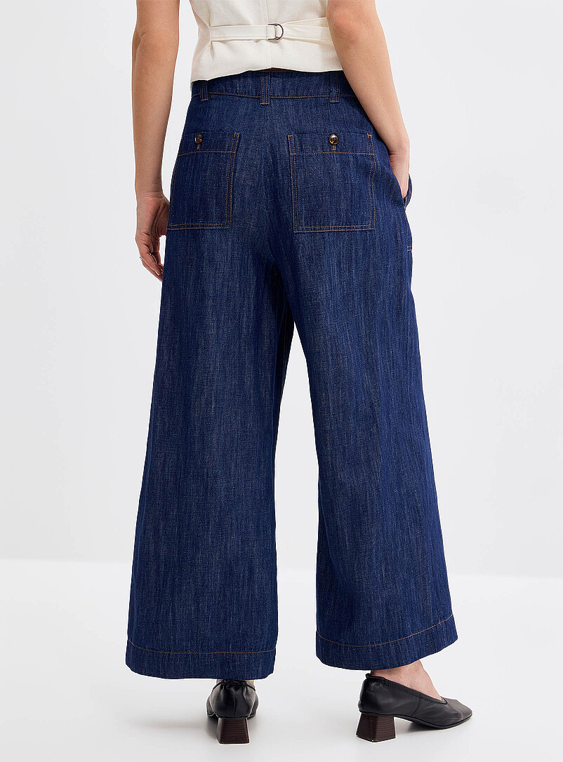 Lightweight cotton and linen jean Fit: Wide leg, high rise product image 3