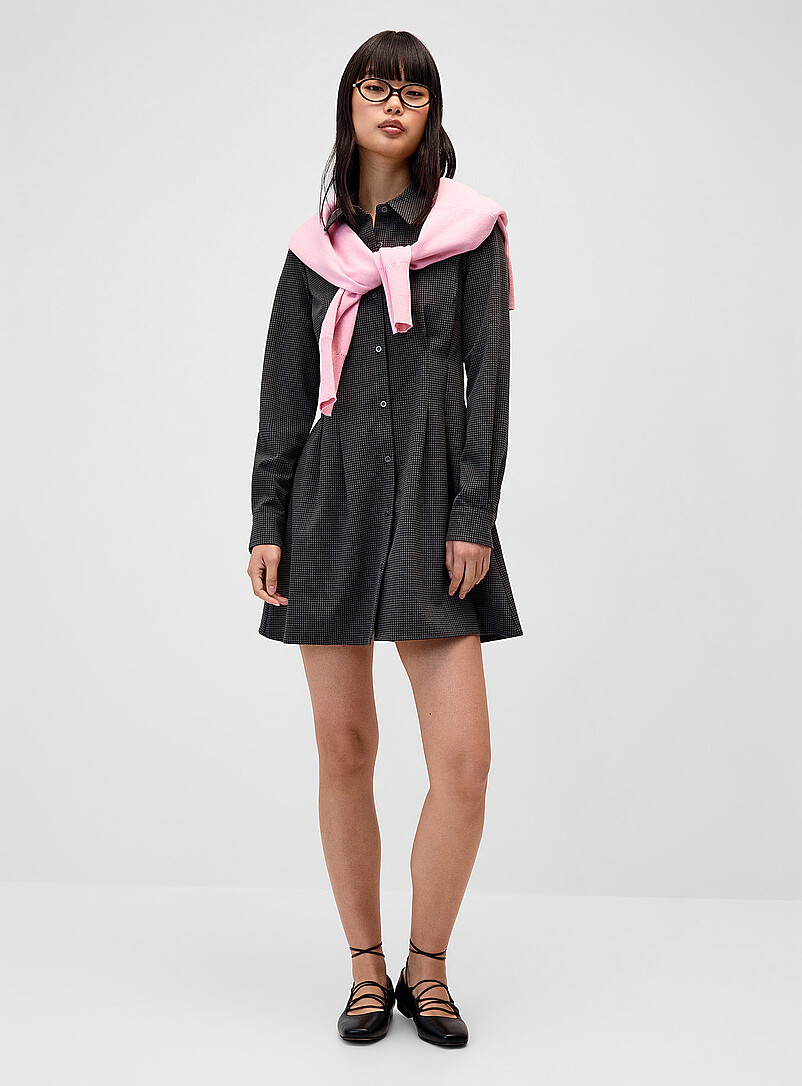 Flared pleated-waist shirtdress product image (primary)