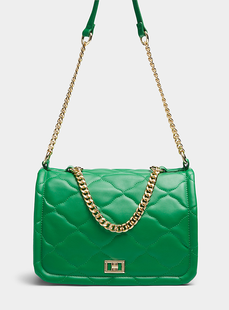 Simons Green Diamond-topstitch flap bag for women
