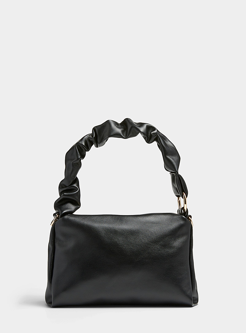 Simons Black Gathered handle rectangular bag for women