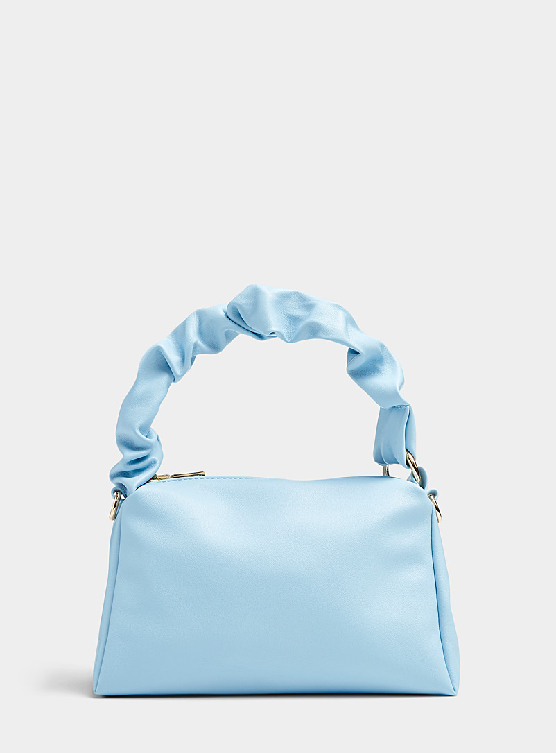 Simons Baby Blue Gathered handle rectangular bag for women
